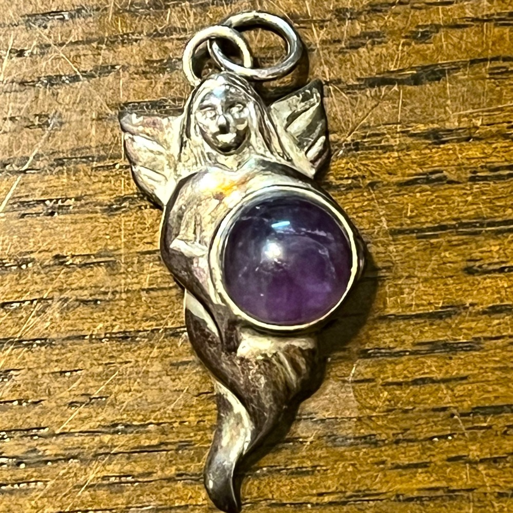 sterling silver 925 amethyst dream angel pendant